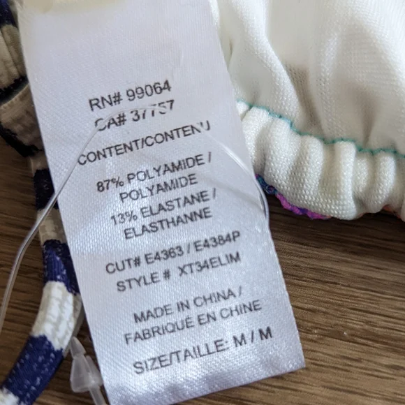 NWT Billabong Colorful Multi Printed Triangle Bikini Top Size Medium - Picture 3 of 3